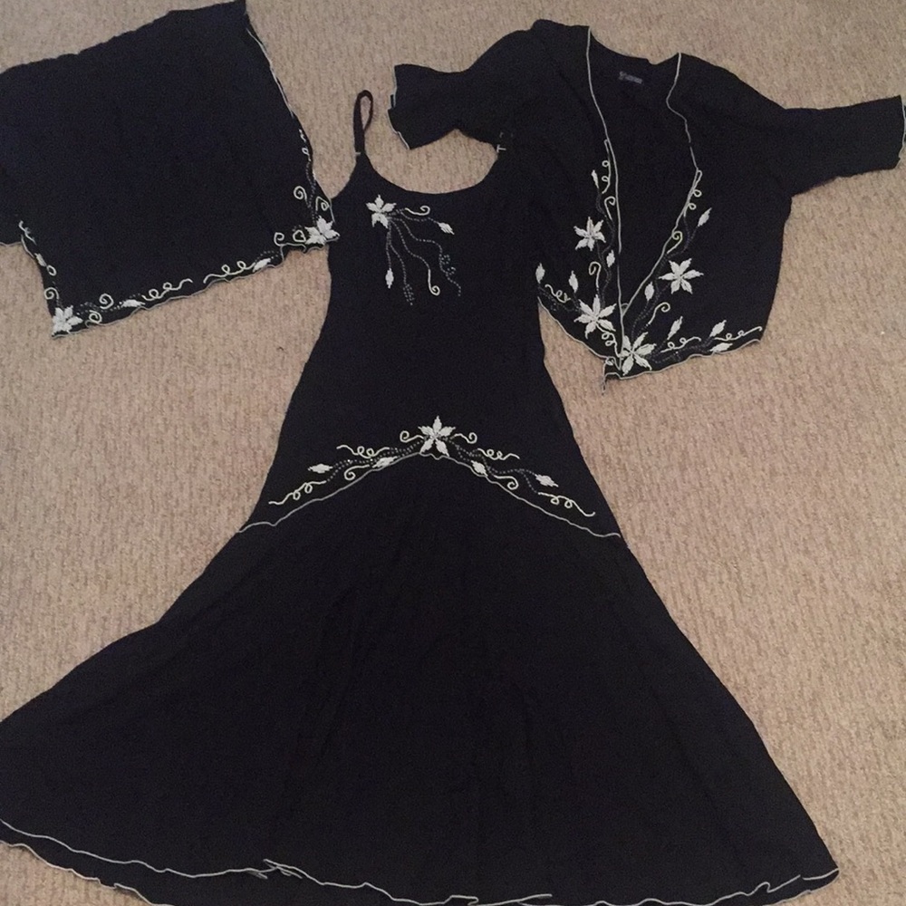 Tropical Tantrum dress, jacket and shawl